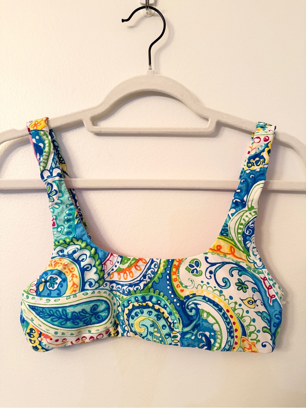 Trina‎ Turk Paisley Bikini Top Blue Green Scoop Neck Padded Size 6 NWOT